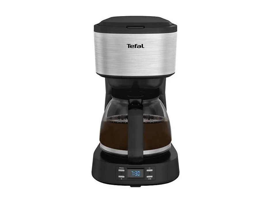 TEFAL Cafetiere filtre inox programmable 1,2L, 8 a 12 tasses, Ecran Led, Filtre permanent, Maintien au chaud, Equinox CM520D10
