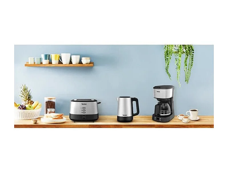 TEFAL Cafetiere filtre inox programmable 1,2L, 8 a 12 tasses, Ecran Led, Filtre permanent, Maintien au chaud, Equinox CM520D10