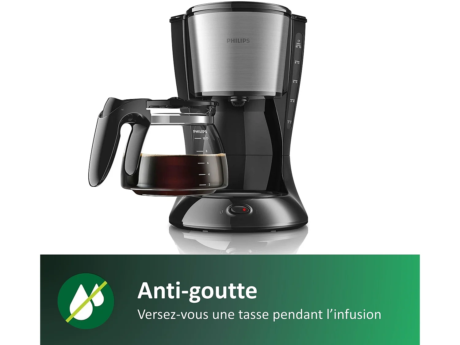 Macchina per Caffe' Americano Philips Daily Collection HD7462/20 Nera Metallo con Caraffa in Vetro