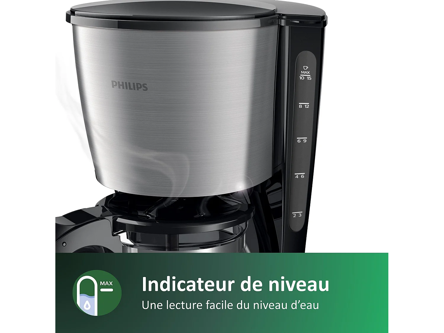 Macchina per Caffe' Americano Philips Daily Collection HD7462/20 Nera Metallo con Caraffa in Vetro