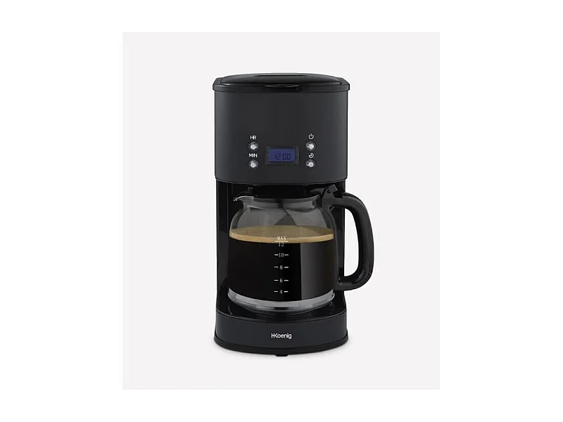 Cafetiere programmable - HKoeNIG - MG32 - 1,5 L (12 tasses) - 1000 W - Ecran LCD - Maintien au chaud - Noir et acier inoxydable