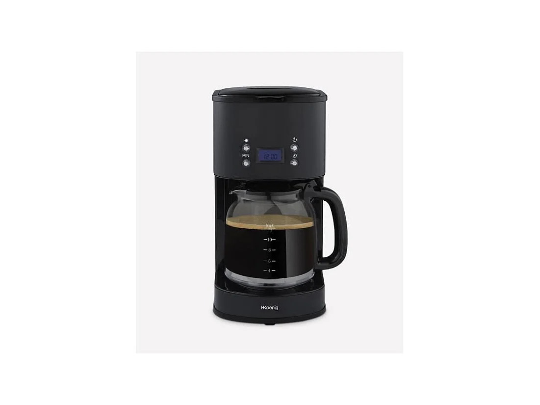 Cafetiere programmable - HKoeNIG - MG32 - 1,5 L (12 tasses) - 1000 W - Ecran LCD - Maintien au chaud - Noir et acier inoxydable