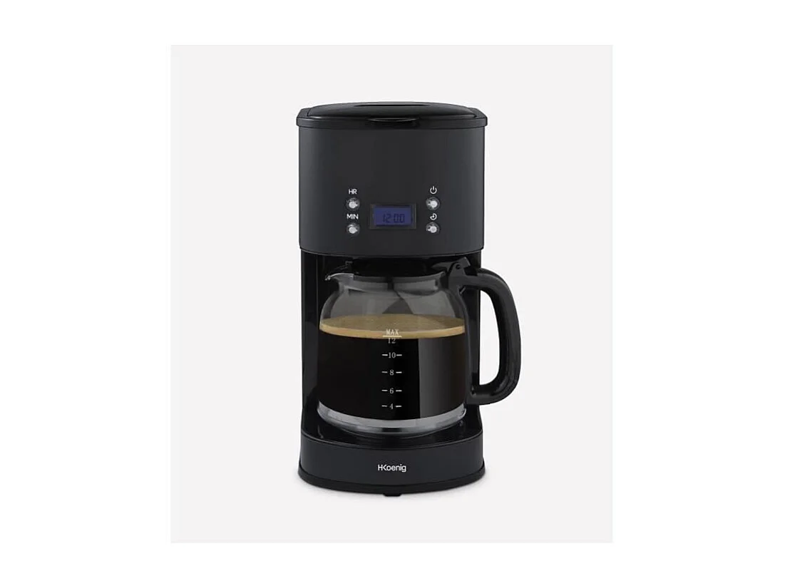 Cafetiere programmable - HKoeNIG - MG32 - 1,5 L (12 tasses) - 1000 W - Ecran LCD - Maintien au chaud - Noir et acier inoxydable