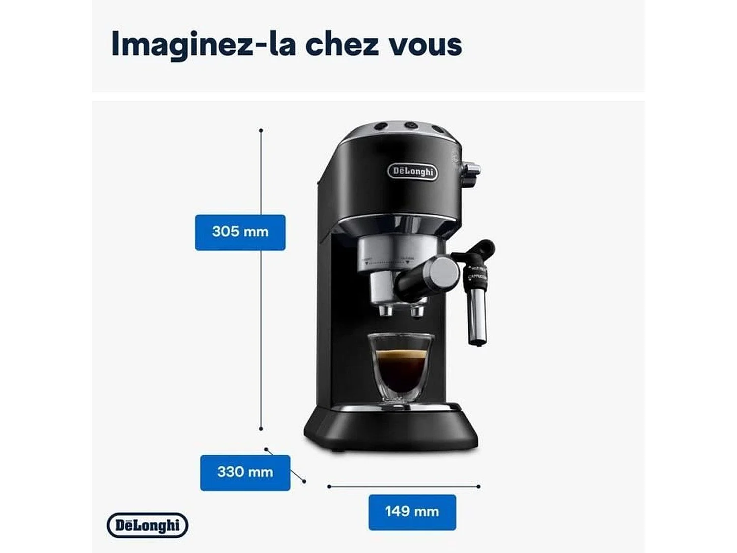 Cafetera espresso clásica Dedica Style EC685.BK - Café molido y cápsulas ESE - 15 bares - 1 litro - Negra