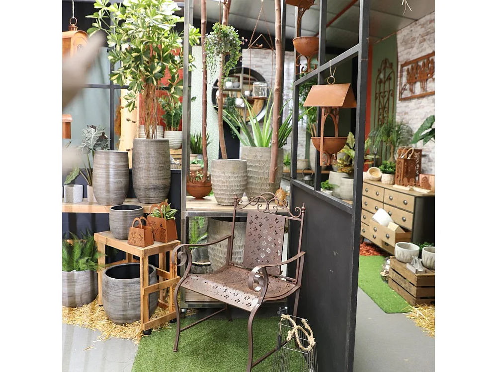 Photophore de jardin en métal rouillé à suspendre L.20 x Ht.50 cm