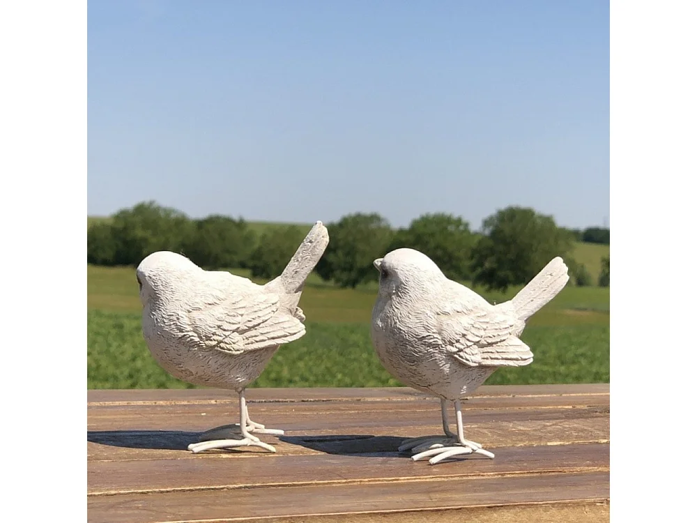 Oiseau en résine crème 9 x 5 x 9 cm