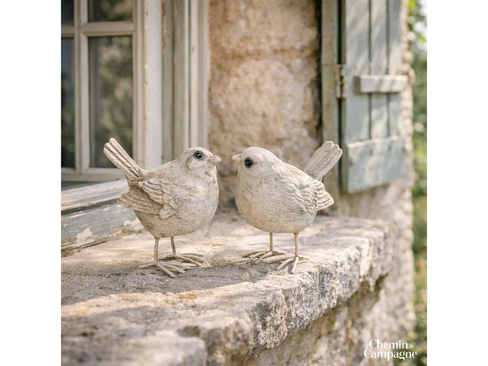Oiseau en résine crème 9 x 5 x 9 cm