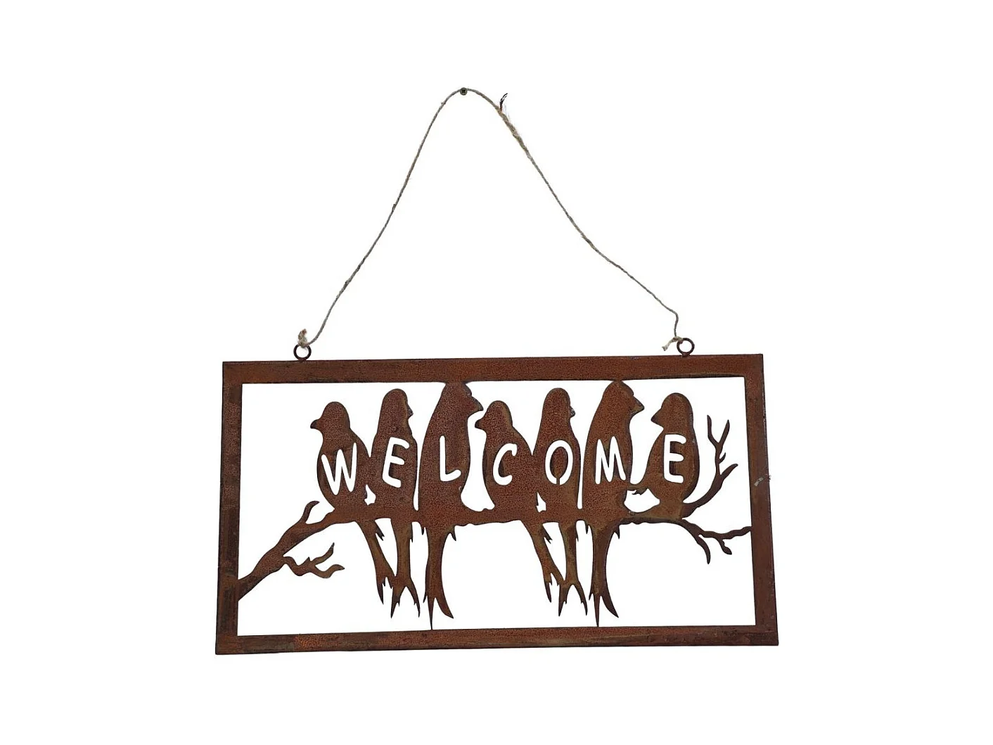 Pancarte "Welcome" en métal rouillé L.55 x Ht.28 cm