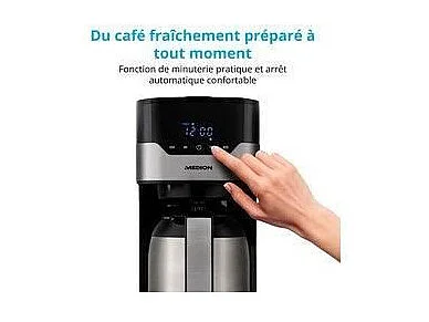 Cafetiere filtre programmable avec carafe - MEDION - MD 18458 - isotherme - 900W - 1,2 L