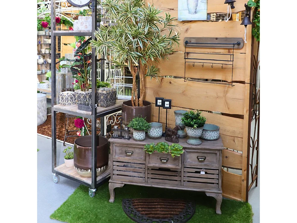 Coupe en ciment vieilli vert/rose Ø19 x Ht10,5 cm