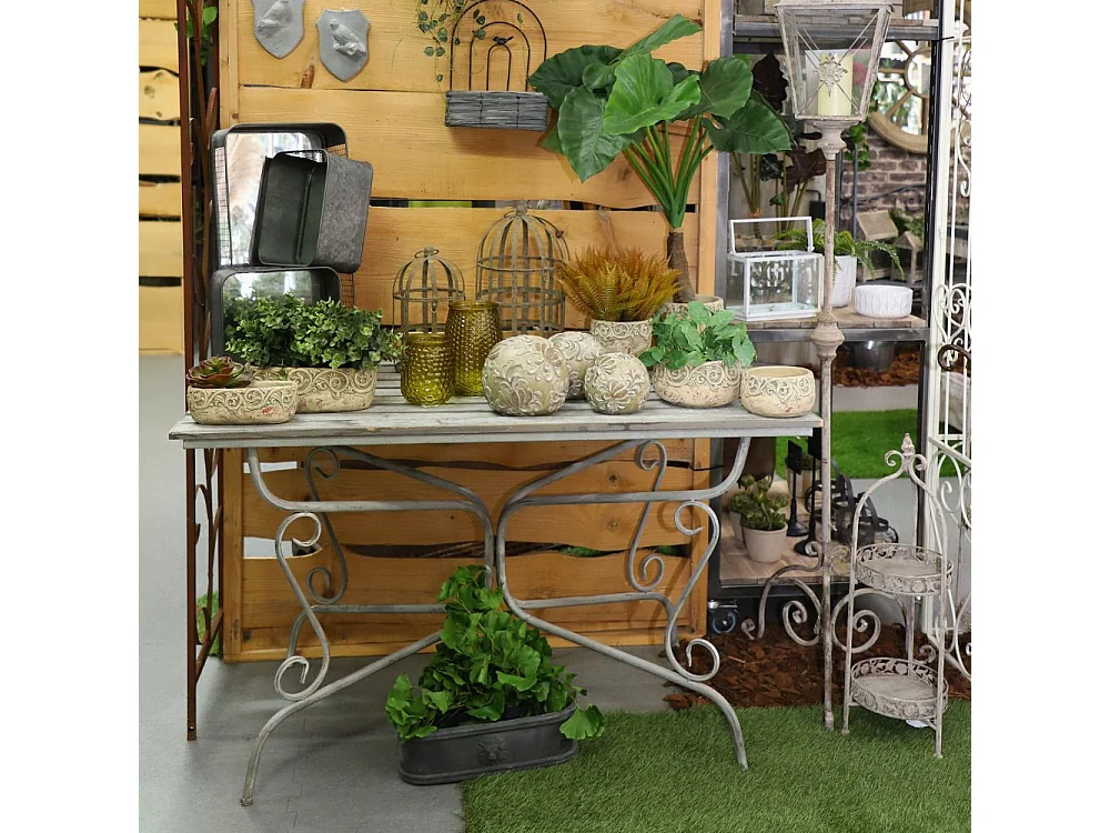 Jardinière ovale en ciment vieilli effet carrelage bordeauxL.26,5 x l.13 x Ht.9,5 cm