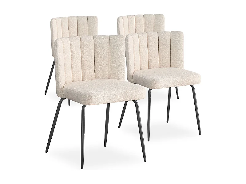 Lot de 4 chaises design Sabine Tissu Bouclette Crème