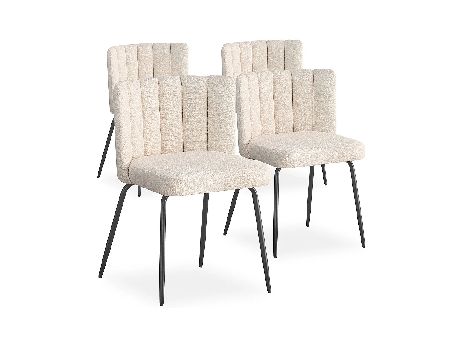 Lot de 4 chaises design Sabine Tissu Bouclette Crème