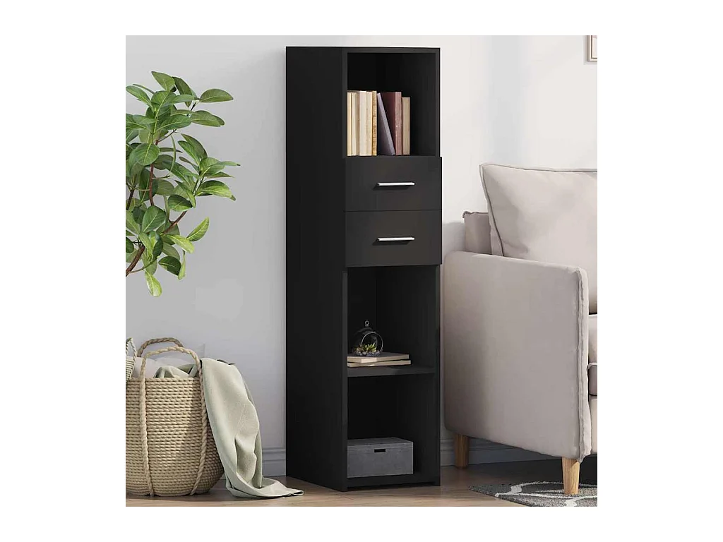 Buffet haut noir 30x42,5x124 cm bois d'ingénierie