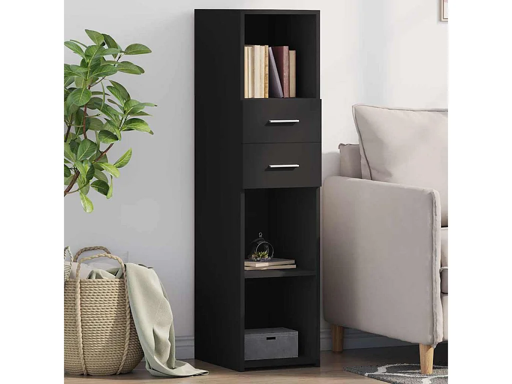 Buffet haut noir 30x42,5x124 cm bois d'ingénierie