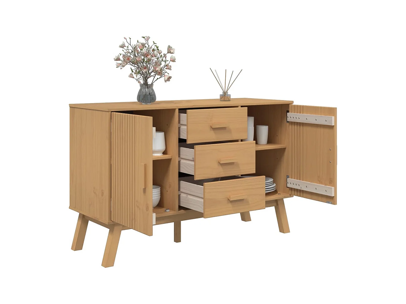 Buffet OLDEN marron 114x43x73,5 cm bois massif de pin