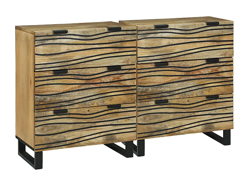 Credenze con cassetto con contenitore 2 pezzi Marrone medio Legno massello di mango