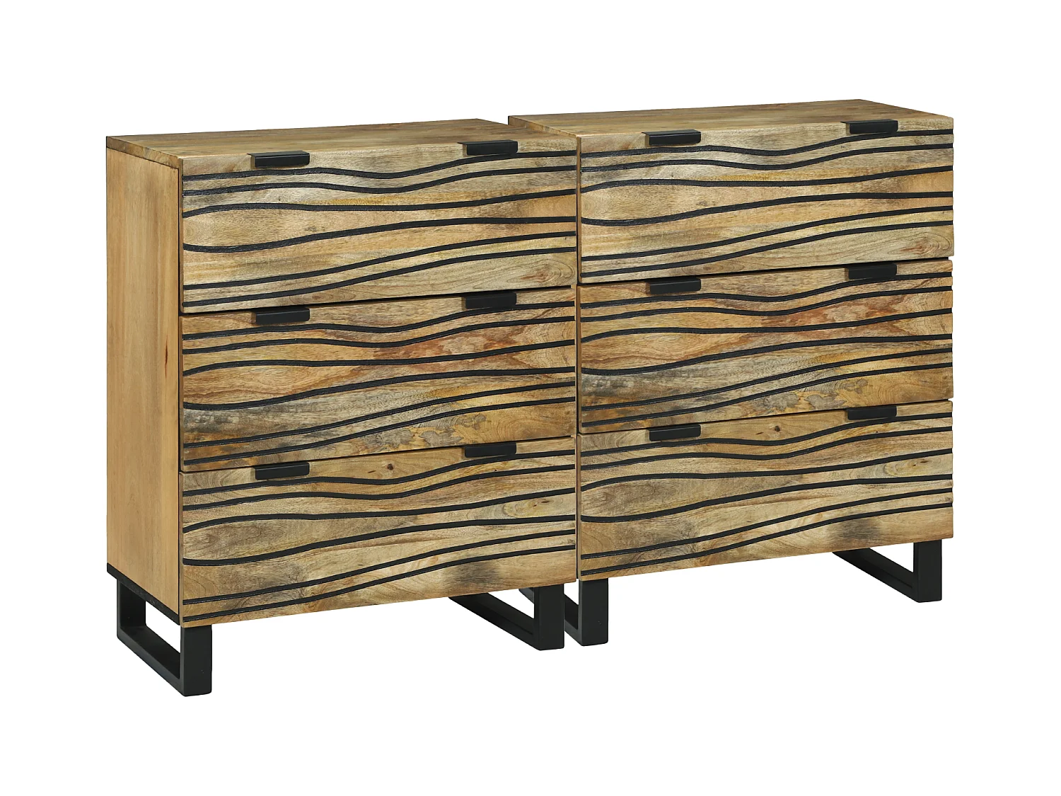 Buffets avec tiroir avec stockage 2 pcs Marron Moyen Bois de mangue massif