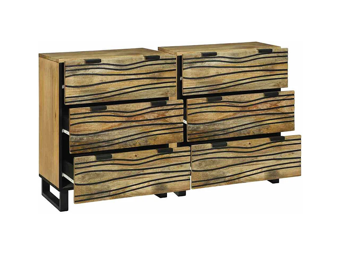 Buffets avec tiroir avec stockage 2 pcs Marron Moyen Bois de mangue massif