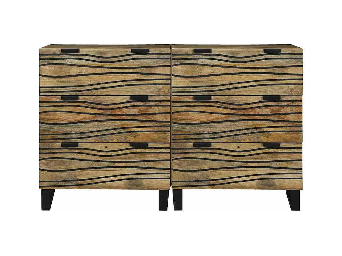 Buffets avec tiroir avec stockage 2 pcs Marron Moyen Bois de mangue massif