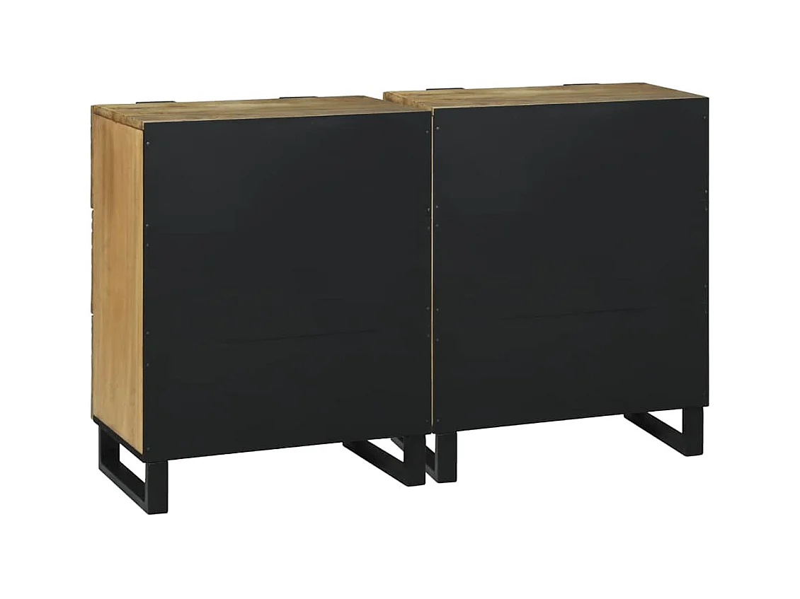 Buffets avec tiroir avec stockage 2 pcs Marron Moyen Bois de mangue massif