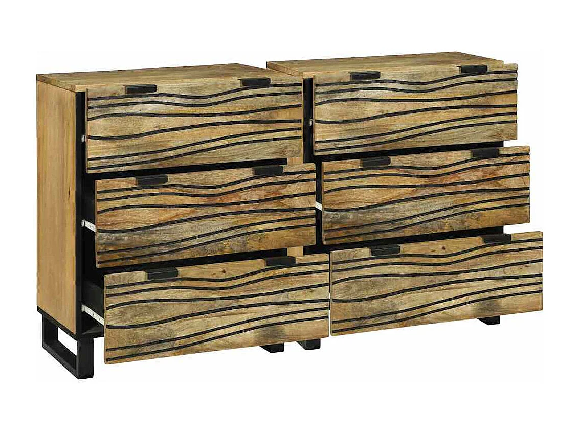 Aparadores con cajón con almacenaje 2 piezas Marrón Medio Madera maciza de mango