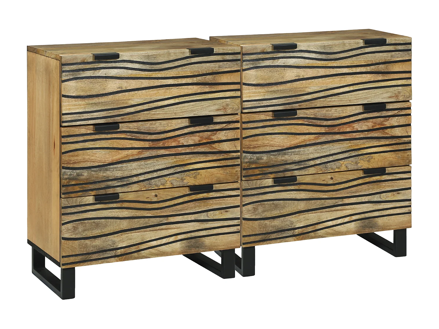 Buffets avec tiroir avec stockage 2 pcs Marron Moyen Bois de mangue massif