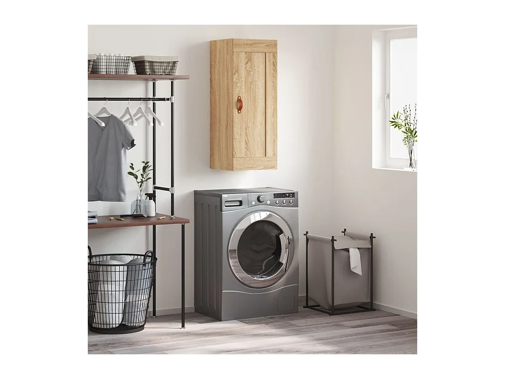 Mobiletto da parete in rovere Sonoma 34,5x34x90 cm in legno ingegnerizzato