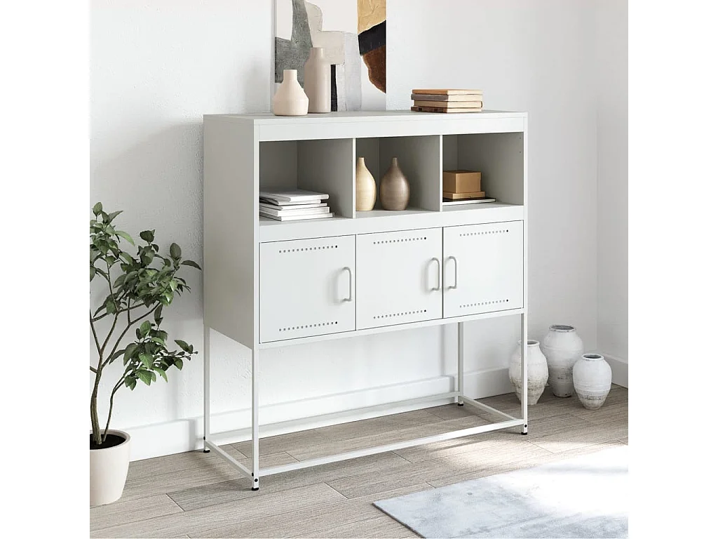Buffet blanc 100,5x39x107 cm acier