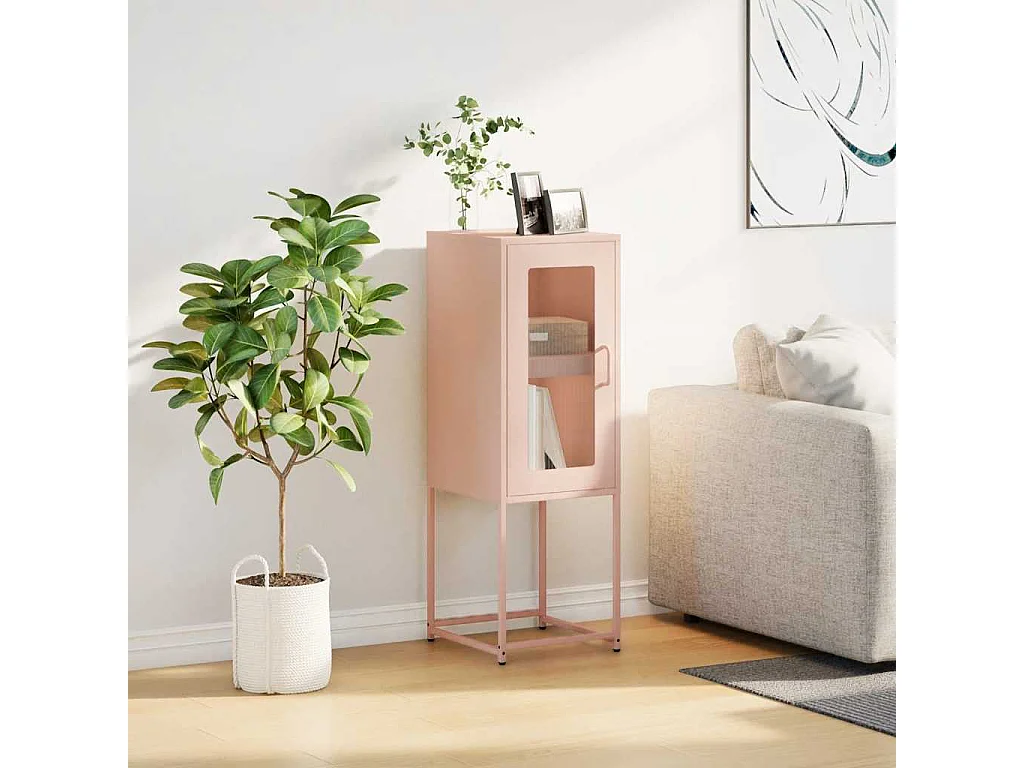 Buffet rose 36x39x107 cm acier laminé à froid