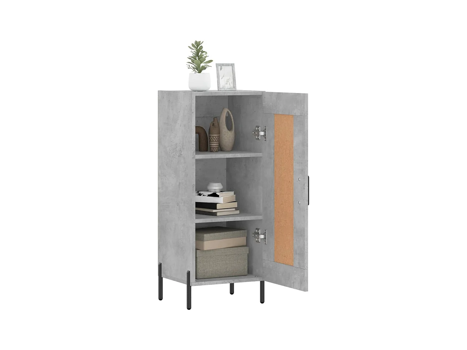 Buffet Gris béton 34,5x34x90 cm Bois d'ingénierie