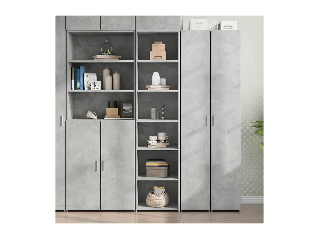 Buffet haut gris béton 45x41x185 cm bois d'ingénierie