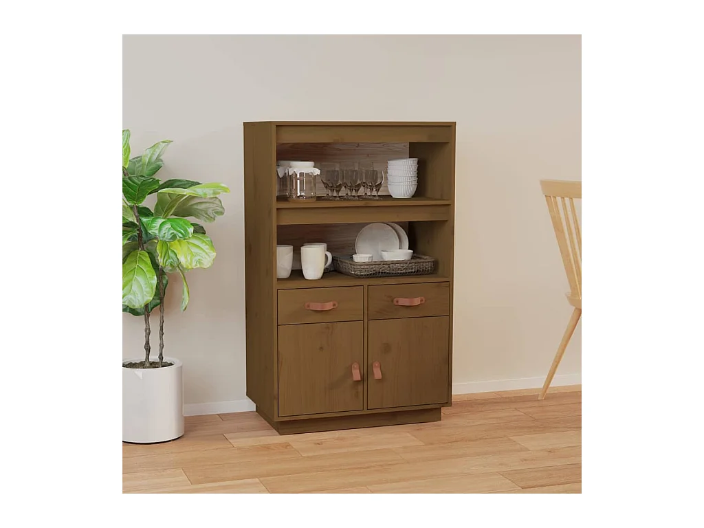 Buffet haut Marron miel 67x40x108,5 cm Bois massif de pin