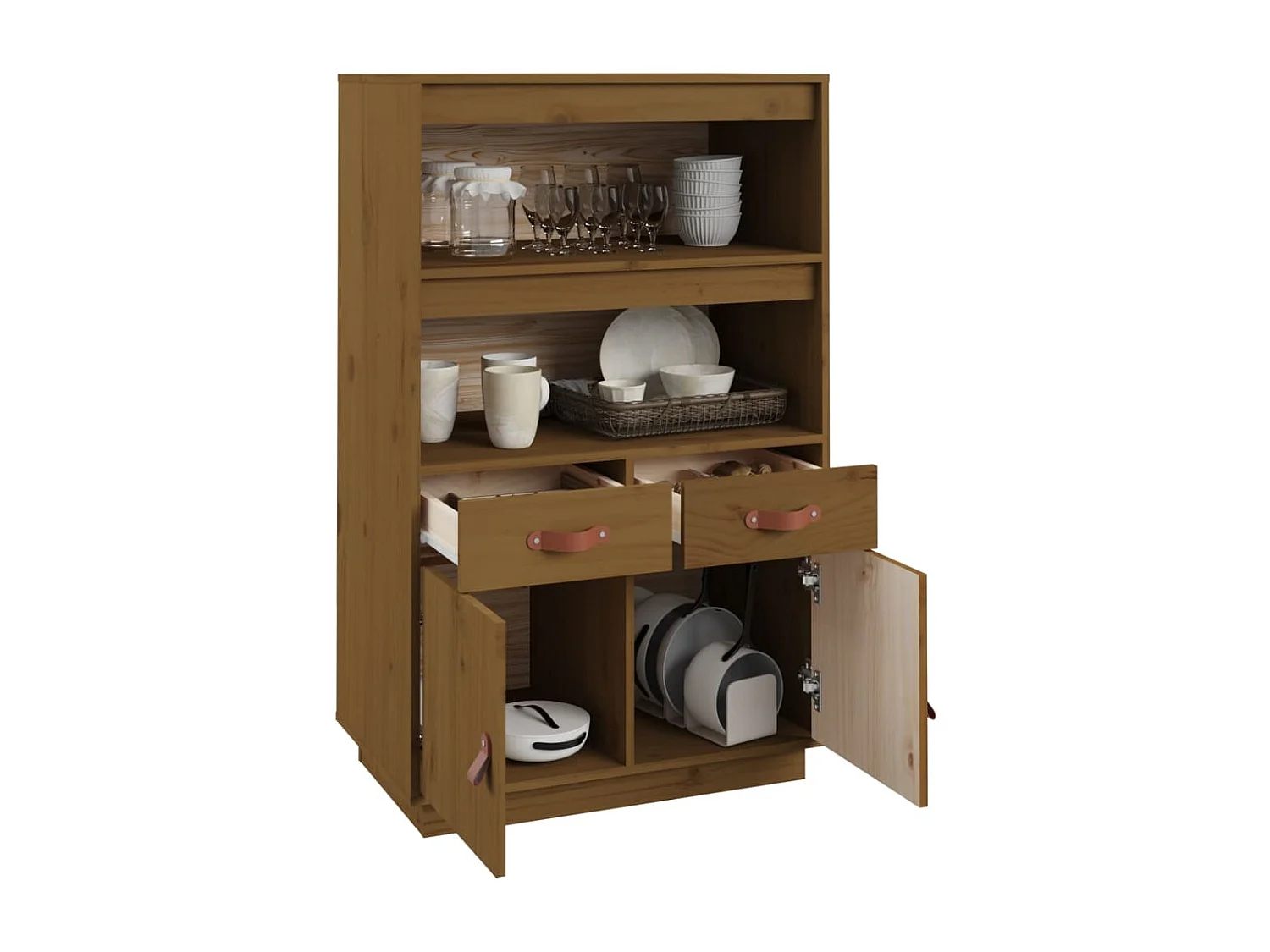 Buffet haut Marron miel 67x40x108,5 cm Bois massif de pin