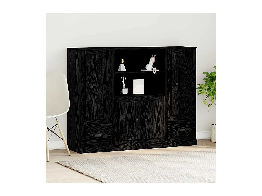 Haute armoire en chêne noir 132x35,5x103,5 cm en bois d'ingénierie
