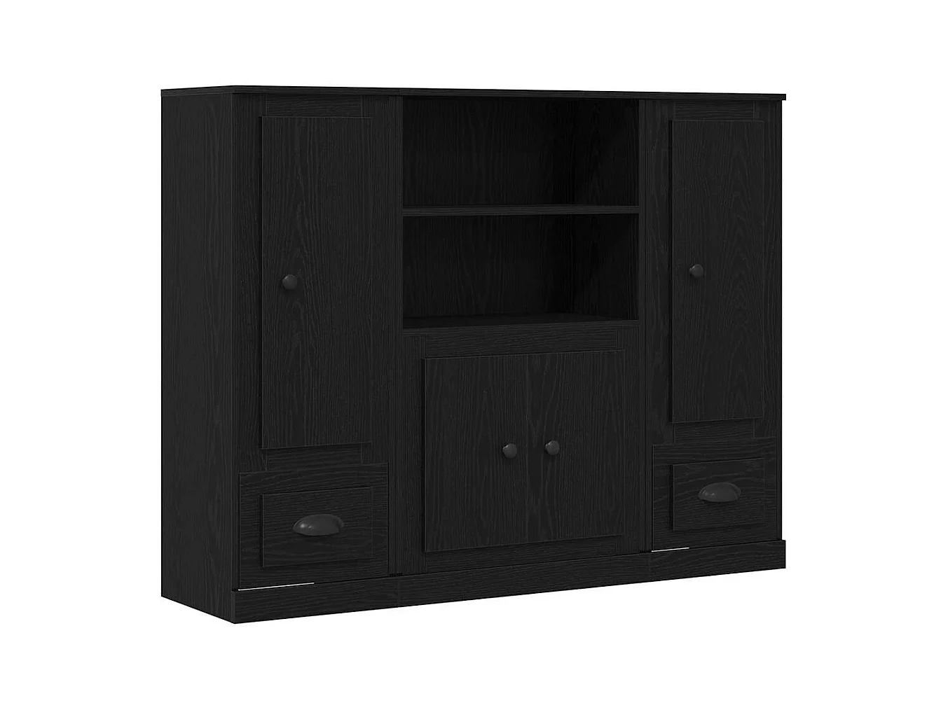 Haute armoire en chêne noir 132x35,5x103,5 cm en bois d'ingénierie