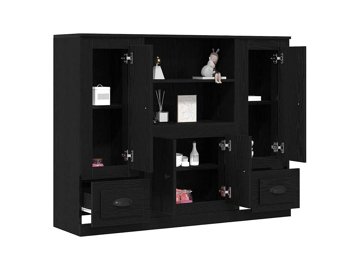 Haute armoire en chêne noir 132x35,5x103,5 cm en bois d'ingénierie