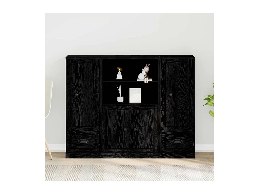 Haute armoire en chêne noir 132x35,5x103,5 cm en bois d'ingénierie