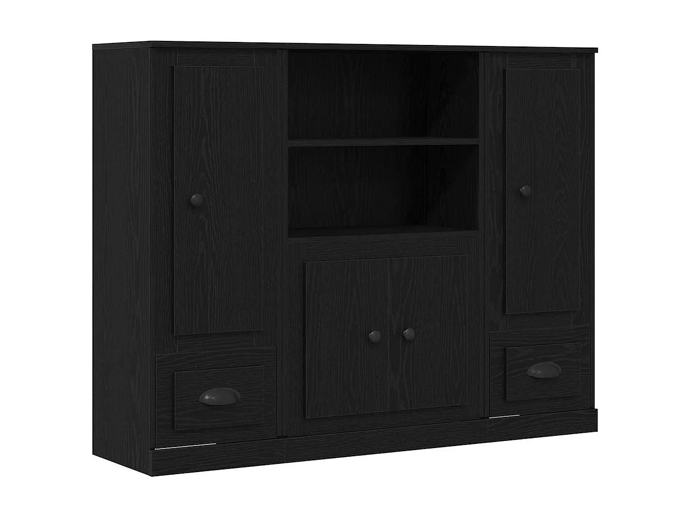 Haute armoire en chêne noir 132x35,5x103,5 cm en bois d'ingénierie