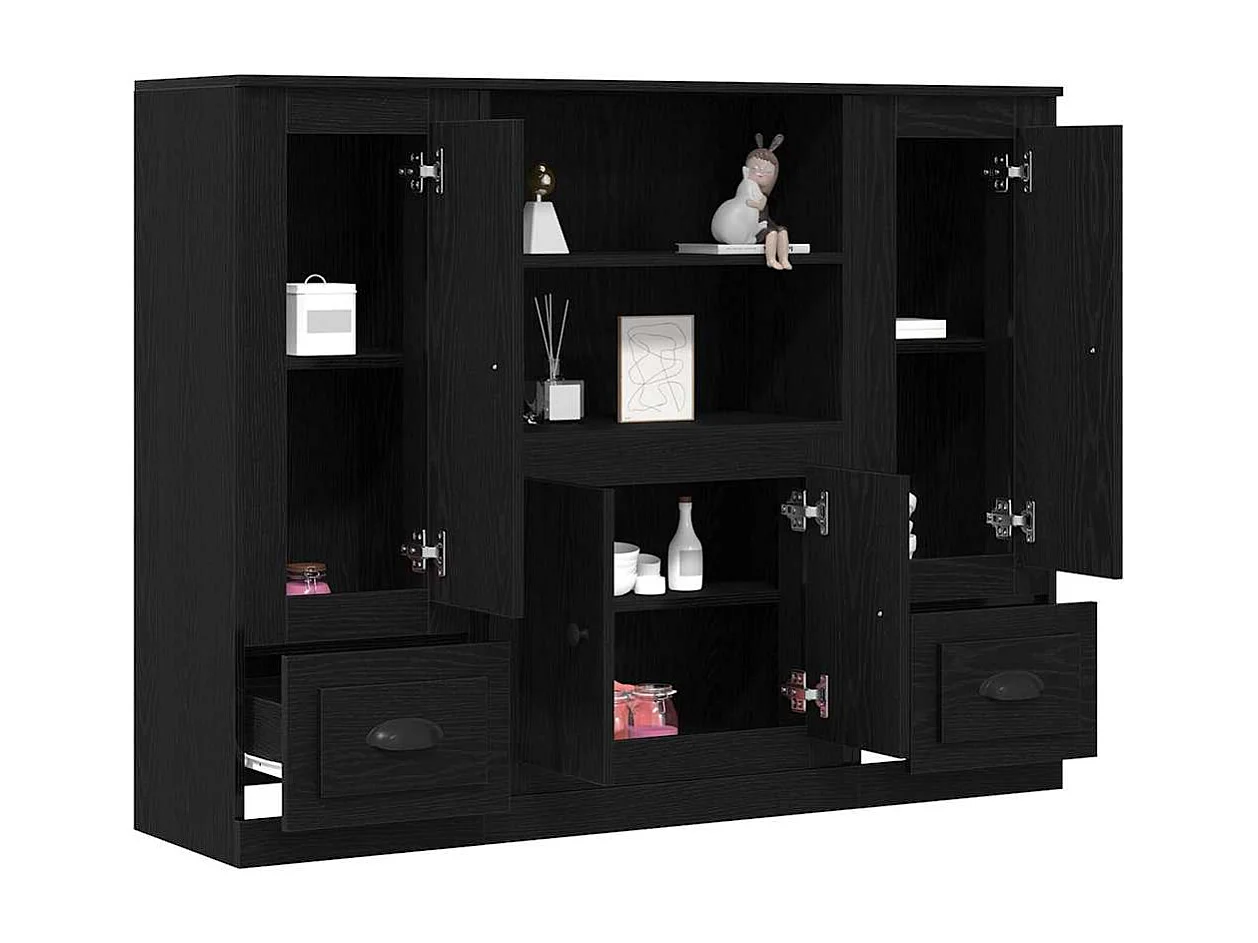 Haute armoire en chêne noir 132x35,5x103,5 cm en bois d'ingénierie