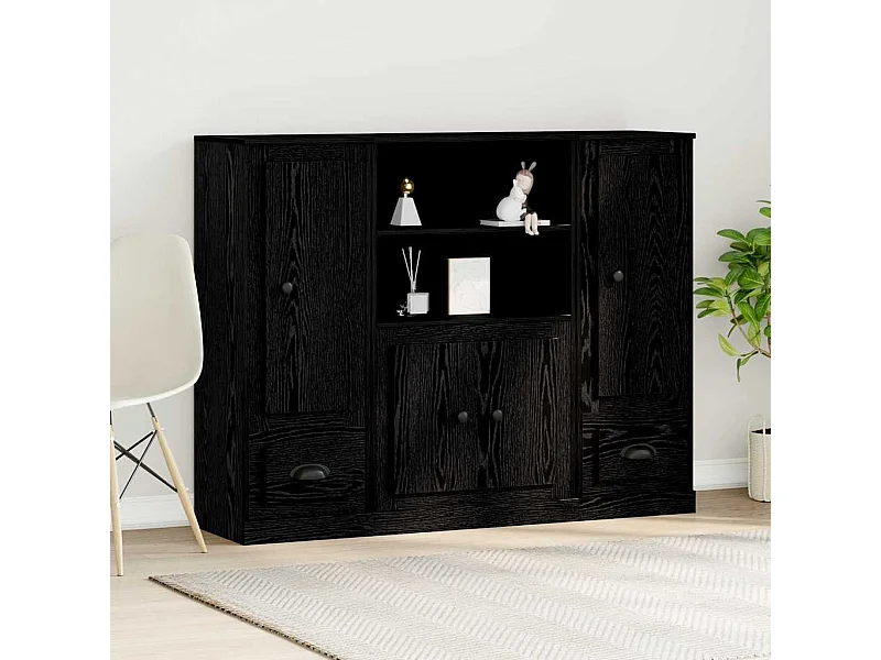 Haute armoire en chêne noir 132x35,5x103,5 cm en bois d'ingénierie