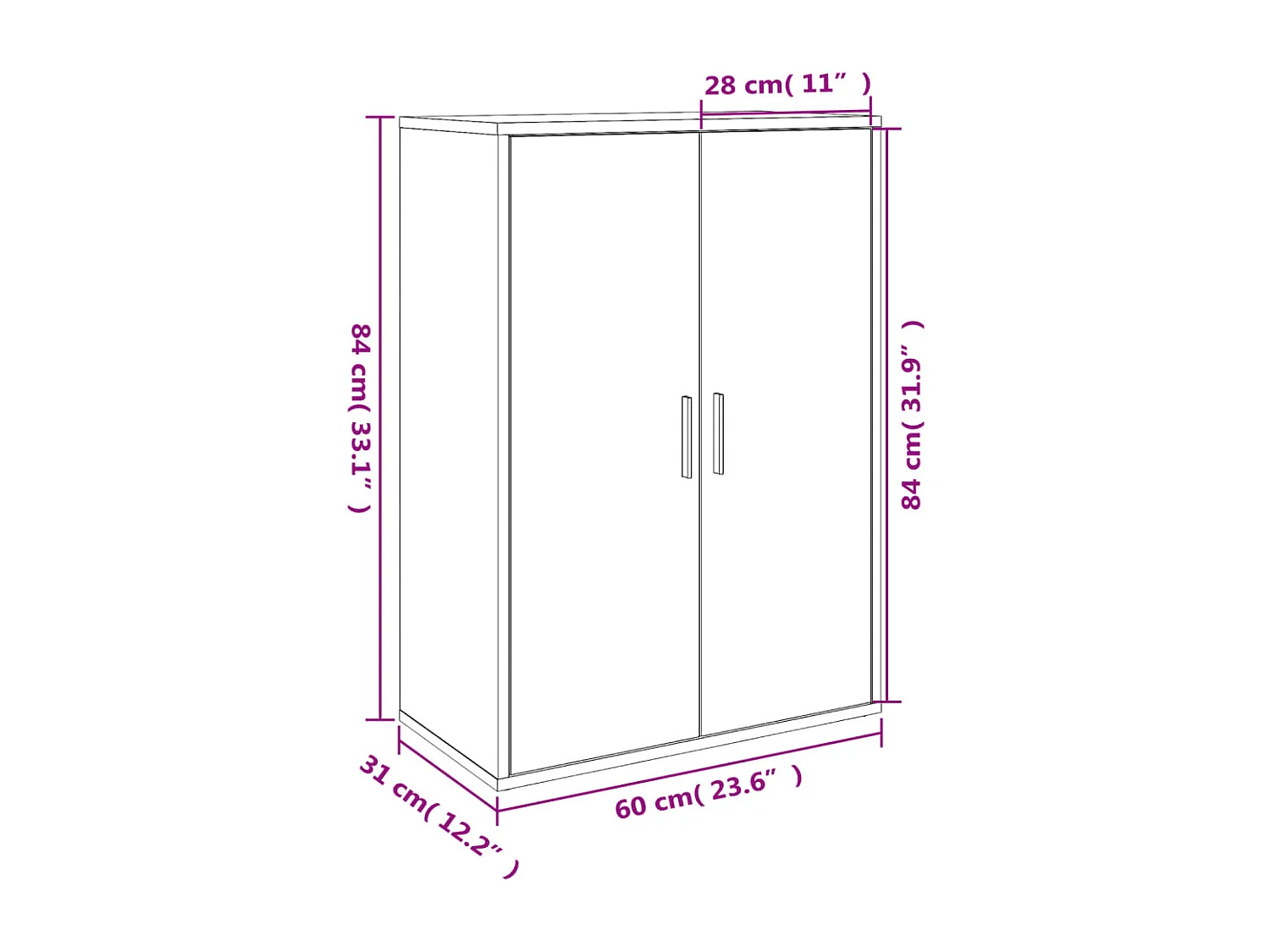 Buffet sonoma gris 60x31x84 cm bois d'ingénierie