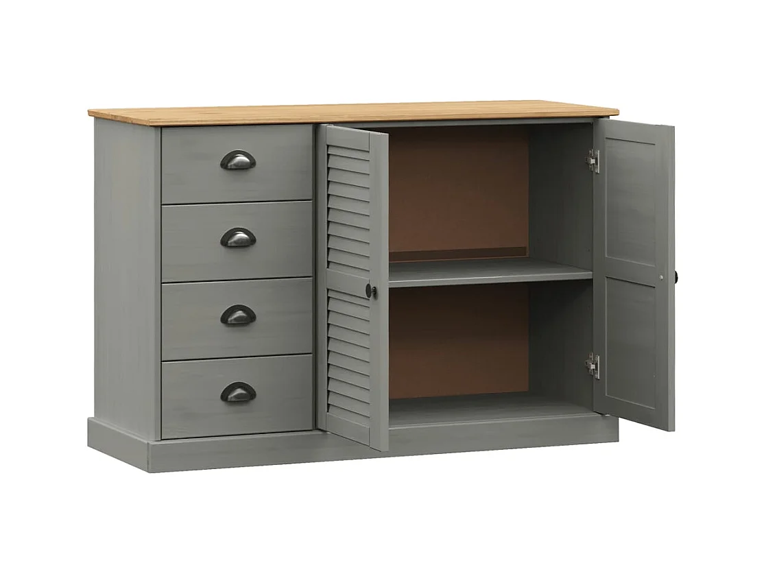Buffet avec tiroirs VIGO 113x40x75 cm gris bois massif de pin