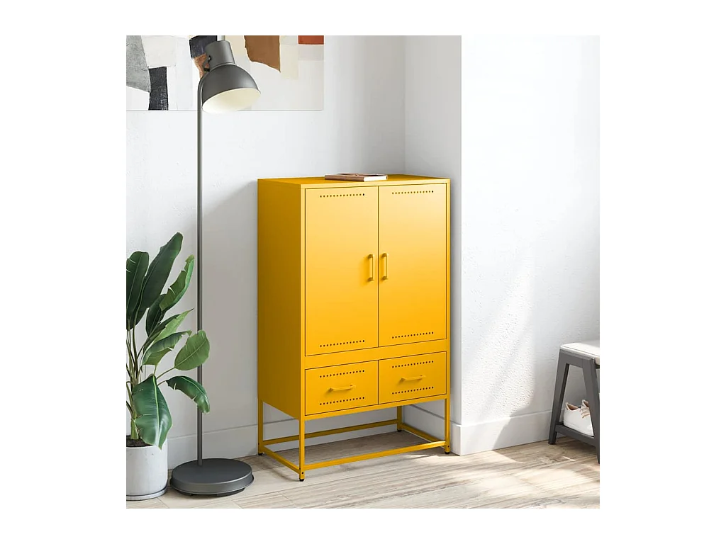 Buffet haut jaune moutarde 68x39x111,5 cm acier