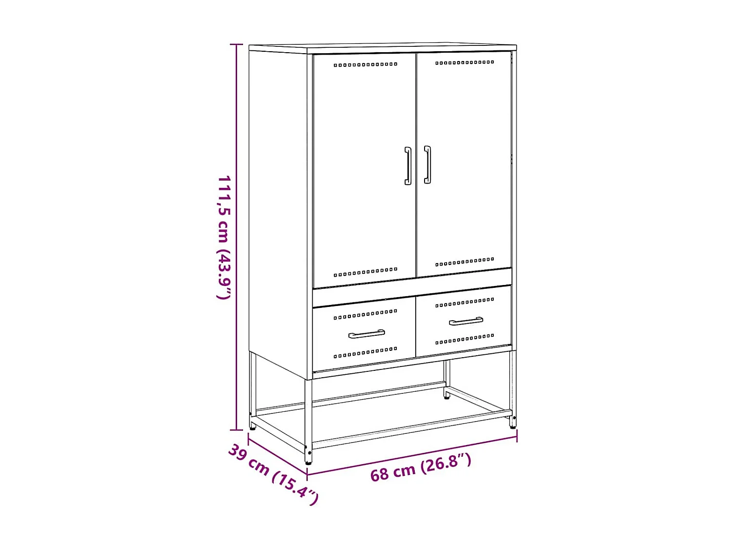 Buffet haut jaune moutarde 68x39x111,5 cm acier