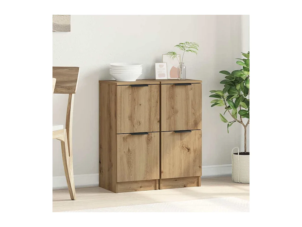 Dressoirs 2 stuks handgemaakt eiken 30x30x70 cm bewerkt hout