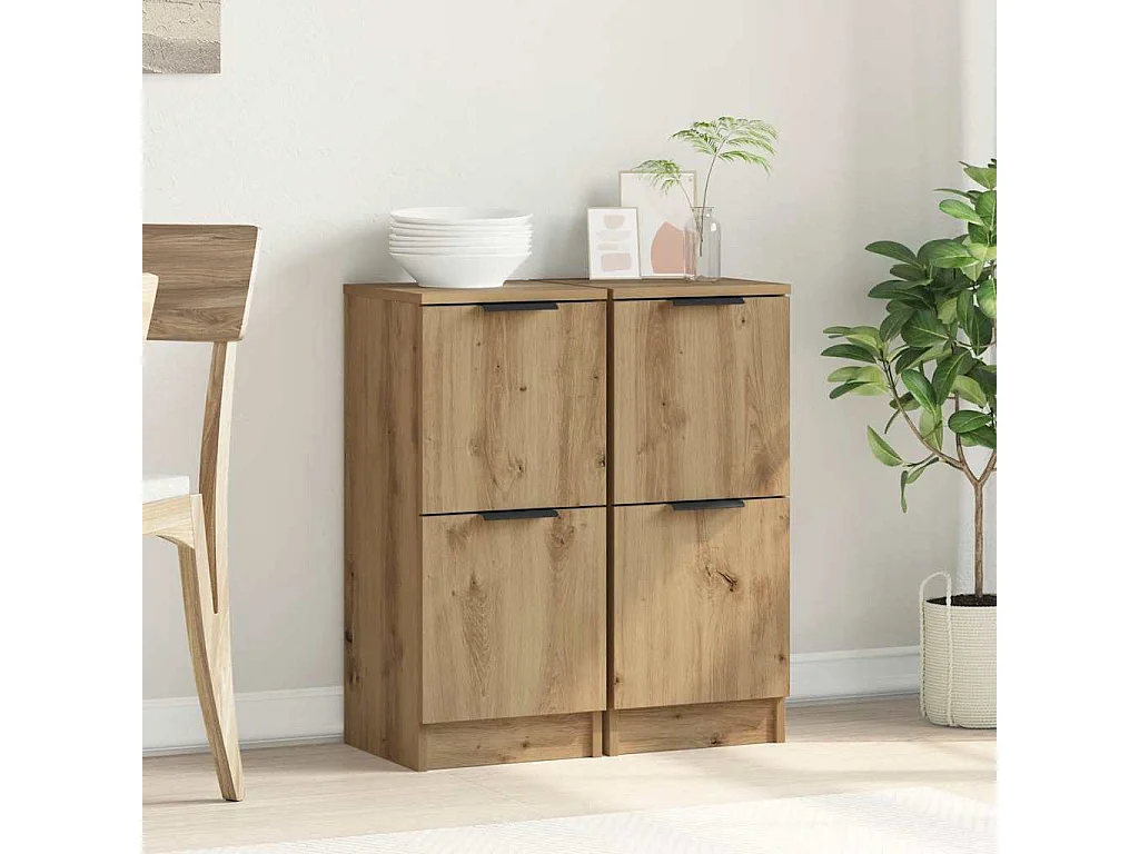 Buffets 2 pcs chêne artisanal 30x30x70 cm bois d'ingénierie