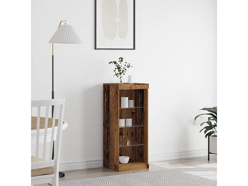 Buffet avec lumières LED Bois ancien 41x37x100 cm