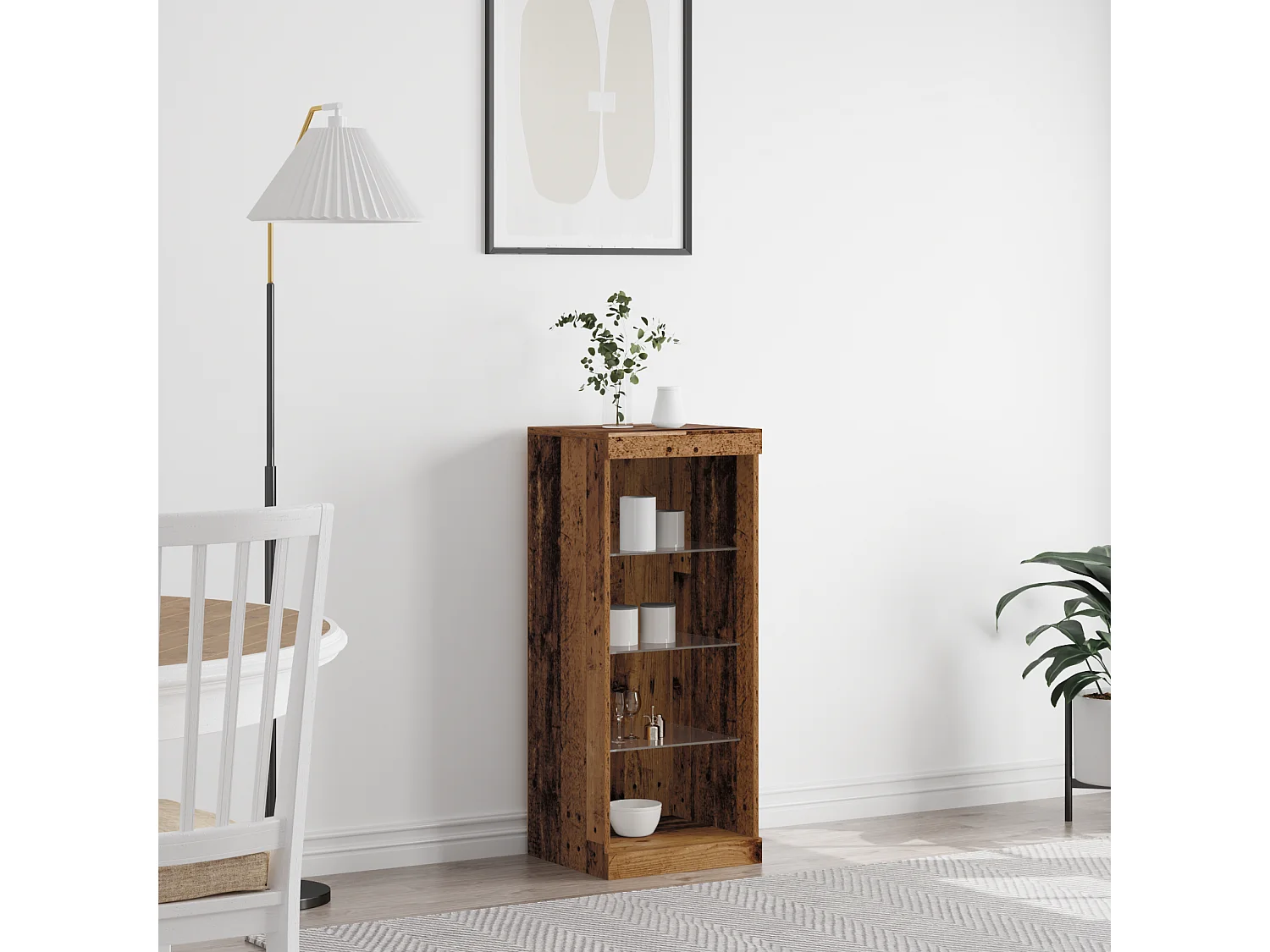 Buffet avec lumières LED Bois ancien 41x37x100 cm