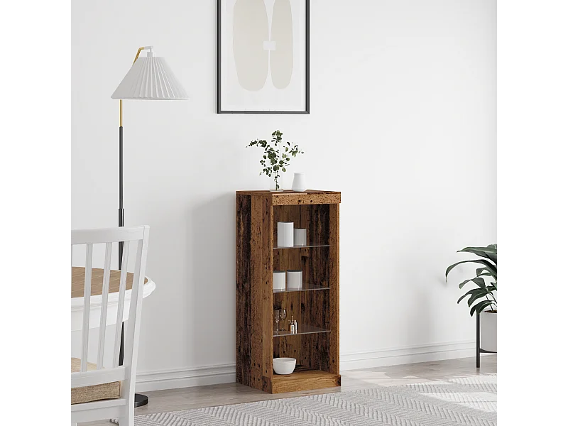 Buffet avec lumières LED Bois ancien 41x37x100 cm